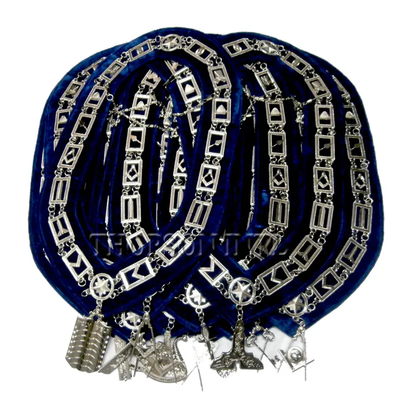 Masonic Regalia Chain Collar ,Sliver Blue Lodge Master Mason Chain Collar