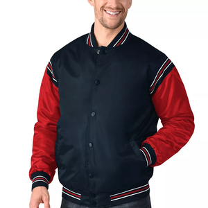 Veste en satin réversible coupe-vent de style universitaire pour homme, personnalisable, décontractée, grande taille, respirante, col montant, boutonnée, pour l'hiver - Product Image 1