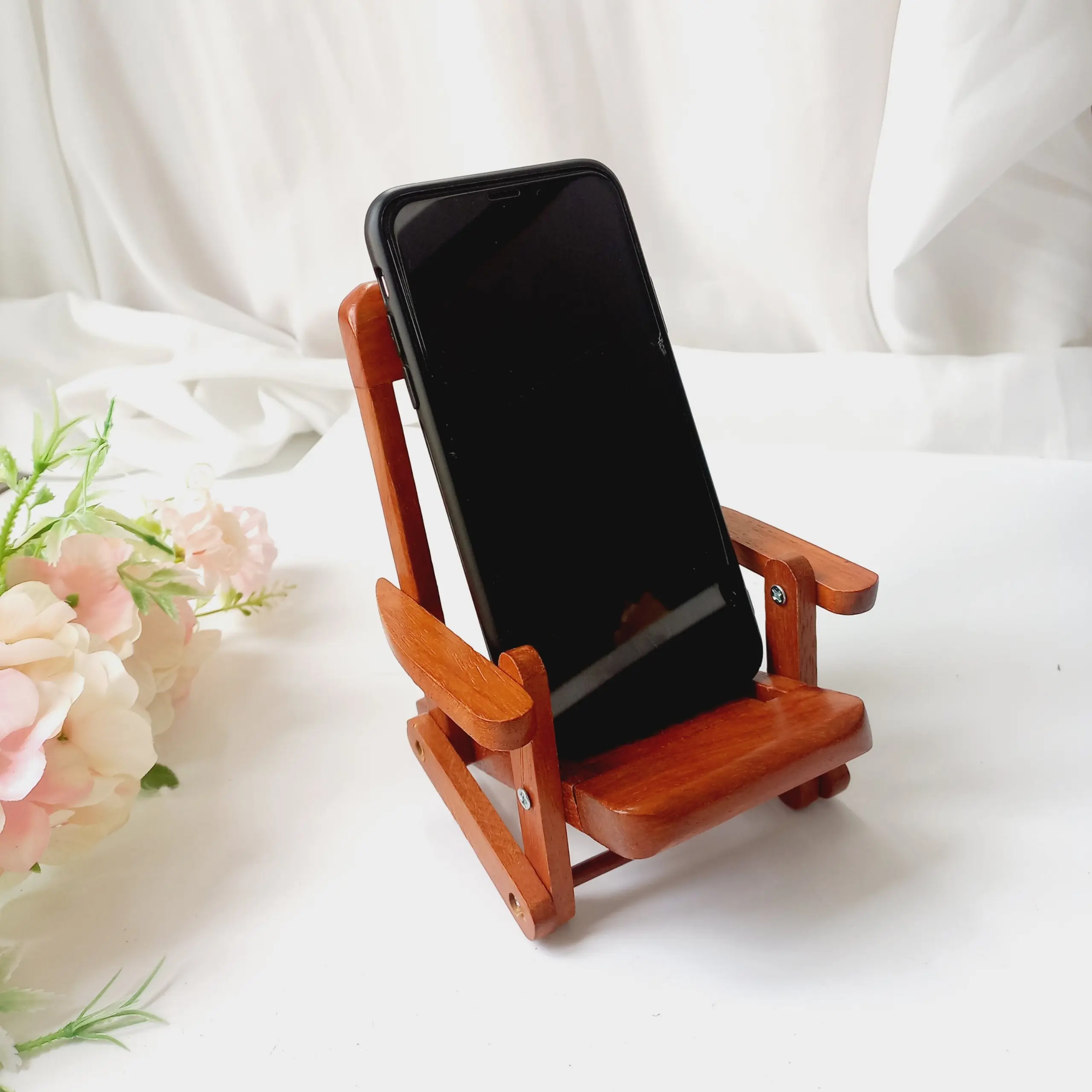 Симпатичный деревянный держатель для телефона в форме стула, Классический держатель для мобильного телефона, подставка для телефона на заказ, контейнер-органайзер, горячая Распродажа