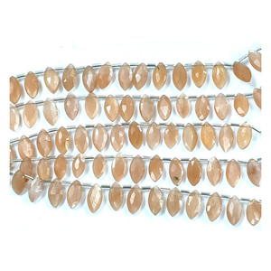 ลูกปัดพลอยสีพีชมูนสโตนทรงหลวมขนาด8นิ้ว7X14มม. สีชมพู - Product Image 1