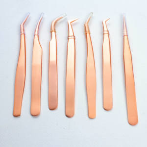 Pincettes pour extension de cils en acier inoxydable, résistantes à l'huile, logo personnalisé, économique - Product Image 4
