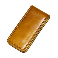 Dompet Kulit Asli Vintage Tipis Penjepit Uang Anti RFID Solid Kasual Terbuka Portabel Terlaris OEM ODM Outdoor Unisex