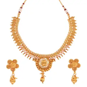 Indian Jewelry Bollywood Antique Choker Necklace Earrings Wedding Bridal Jewelry Set