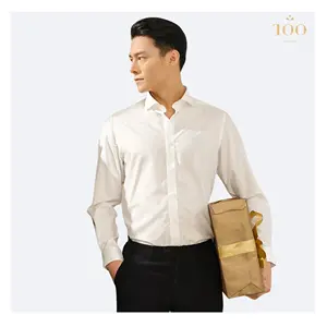 Camicie da uomo traspiranti antirughe camicia da abito modale avorio dal Vietnam materiale In cotone bottone singolo Made In Vietnam