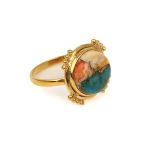 แหวนทองแดงแร่เทอร์ควอยส์หอยนางรมธรรมชาติ925อัญมณีเงินสเตอร์ลิงกลม12มม. ชั่วนิรันดร์แหวนผู้หญิงผลิต - Product Image 1