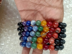 Bracelet sept chakras avec tourmaline noire, pierres précieuses naturelles, bracelet 7 chakras de qualité supérieure, vente en gros, perles naturelles de 8 mm - Product Image 5