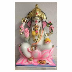 รูปปั้นพระพิฆเนศหินอ่อนสีขาว - Product Image 1