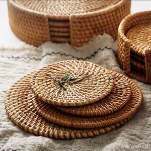 A Whole Set of 6 Round <b>Woven</b> Rattan <b>Placemats</b> From Vietnam Factory - Product Image 6