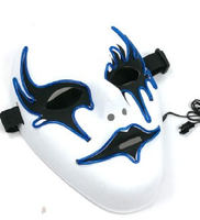 Masque lumineux à bouche de poisson fantôme blanc, masque EL Halloween, masque LED effrayant pour fête cosplay