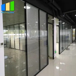 Double Glass Office Fixed Partition Wall Soundproof Glass Partition Wall Demountable Office Partition