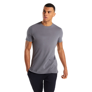 T-shirt à col rond gris t-shirts hommes été mode couleur unie col rond décontracté solide T-Shirt à manches courtes T-Shirt - Product Image 1