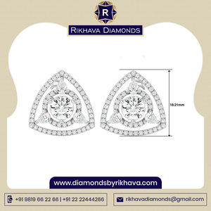 ต่างหูเพชรหรูหราสำหรับผู้หญิงแฟชั่นล่าสุด10k ทองคำขาว - Product Image 2