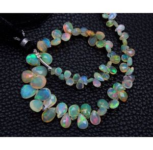 Piedra facetada de ópalo etíope natural hecha a mano en forma de pera, gotas de 8 pulgadas, cuentas de ópalo etíope - Product Image 1