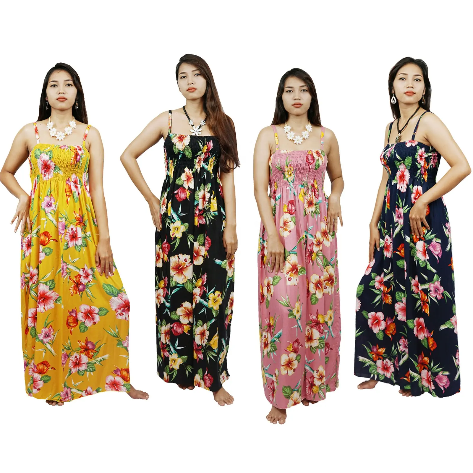 Nuevo diseño de las mujeres de verano vestido Maxi de playa Sexy Bohemia casual vestidos de estampada sin mangas vestido de Indonesia