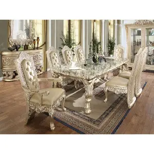Белое платье в викторианском стиле столовая мебель комплект Классический дизайн 8 местный обеденный стол комплект ухода за кожей в викторианском стиле стиль мебель для столовой