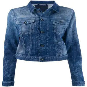 Womens Denim Trucker Jacket Stretch Blue Jean Jackets Fashionable Design Top Quality Material