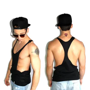 Low Cut off tee tank tops quality Men sexy Club outdoor female singlets / tank tops for mens singlet lose