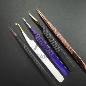 Pinzas de extensión de pestañas con logotipo personalizado y volumen de aislamiento, acero inoxidable sólido con punta puntiaguda - Product Image 1