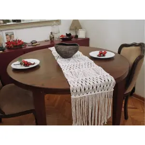 Bohemian Cotton Rope Hand Woven Macrame Table Runner Eco-friendly Table Runner for Home and Wedding Decor