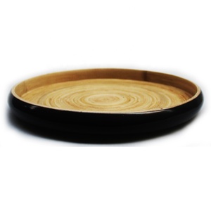 Plateau de service en bambou laqué écologique MK_BAMBOO avec bord large, assiette en bambou tissé, couleur et logo personnalisables - Product Image 4