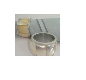 Rond de serviette en laiton incrusté de nacre taille personnalisée décorative pour porte-rond de serviette de cuisine et de table - Product Image 3