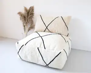 모로코 pouf, kelim pouf, 오토만 flatweave, beni ourian pouf, 양모 바닥 베개,