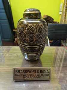 Urna Funeraria Metálica Estilo Americano con Patrón Naranja para Adultos, Artículos para Cremación - Product Image 4