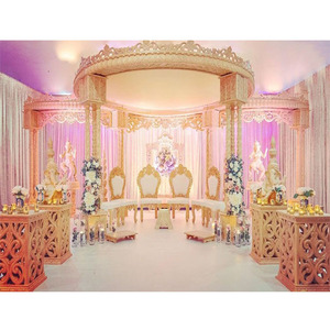 Mandap DE BODA indio, Diseño de Londres, con tres pilares, imponente, de la India del Sur, para decoración de boda - Product Image 1