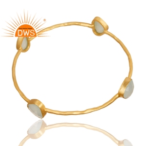 Aqua Chalcedony Gemstone Bangle jewellery Fashion Bangle jewellery Women's CLASSIC <b>Cuff</b> <b>Bracelets</b> DWS Gold Plated Brass jeweller - Product Image 2