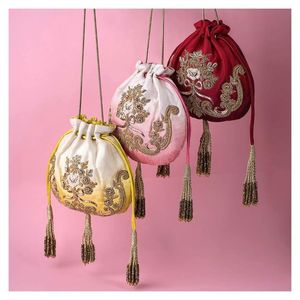-DESIGNER-NEW-TRENDY-POTLI-BAGS WITH-EMBELLISHED WITH BEADS,CRYSTAL GLASS STONE, ZARI BEAUTIFUL WORK-FOR-PARTY & <b>WEDDING</b>--2021. - Product Image 1