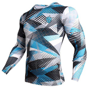 Custom Sublimated Compression Gym Shirts Long Sleeve BJJ Rashguard MMA <b>Mens</b> Rash Guard - Product Image 5