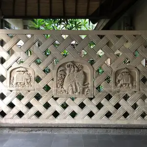 モダンなバリ石の壁の装飾レリーフ彫刻-屋外用の手彫りカスタムデザインの壁石の彫刻レリーフ