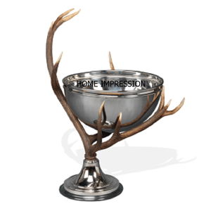 Bol décoratif de pièce maîtresse en métal à rayures de feuille Nickel et or bols de service populaires de nourriture et de dessert du fournisseur indien - Product Image 2