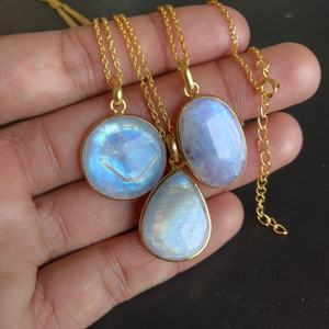 Black Stone Pendant <b>Necklace</b> with Rose Gold Plating Natural Drusy Crystals Rainbow <b>Moonstone</b> Earrings Crystal Pendants & Charms - Product Image 1