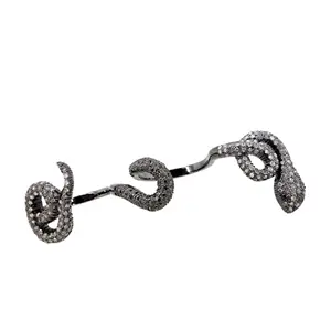 925 Sterling Silver Animal Shaped Diamond Three Finger Snake Ring for Women Wholesale Supplier