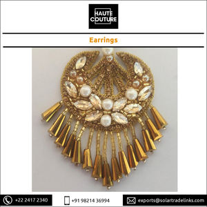 Pendientes colgantes con forma de Luna y cristales dorados, de tamaño personalizado, para fiesta, de fabricante indio - Product Image 5