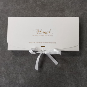 Eco Friendly Cardboard <strong>Envelope</strong> <strong>Packaging</strong> Gift Boxes with Ribbon Gold Foiled logo - Product Image 2