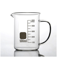 Bécher en verre borosilicaté avec poignée, résistant à la chaleur, pour usage en laboratoire, avec bec verseur en option, personnalisation OEM