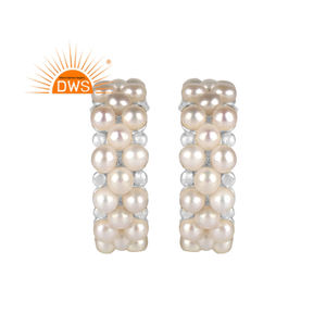 Pendientes de Aro con Perlas Naturales, Diseño Moderno 2026, para Mujer, Fabricante de Joyería de Moda - Product Image 1