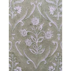 Tela de algodón con estampado de bloque blanco y verde para mujer, ropa ligera de verano - Product Image 1