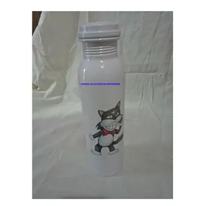 Luxury and Modern Design Cat Printed On White Copper Water Bottle For School Kids Used Hot Sale Cheap Price