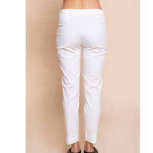 Pantaloni da donna SM Casual a vita alta in cotone, di alta qualità, dritti, a capri, con zip laterale, 100% Made in Italy, per il giorno. - Product Image 3