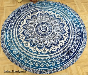 Tapisserie murale Mandala ombrée, tissage en coton, rond, pour yoga, nappe douce, plusieurs couleurs, par des consignateurs indiens - Product Image 5