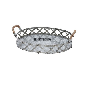 Plateau de service personnalisé, avec couleur cuivre, forme ronde décorative, plat de service écologique, plateau de service Vintage galvanisé, 10 pièces - Product Image 3