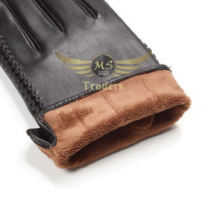 Winter <b>Gloves</b> Men Genuine Leather Touch Screen Real Sheepskin <b>Wool</b> Lining Warm Driving Custom Made <b>Gloves</b> Professional - Product Image 3