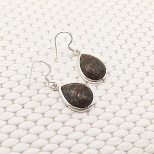 Pendientes unisex de Plata de Ley 925 al por mayor con piedras preciosas eudolitas estilo étnico Pear Cab rosa oscuro regalo fiesta boda - Product Image 3