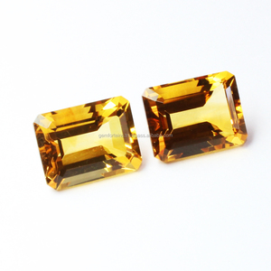 พลอยซิทรีนแบบหลวม8X12MM ซิทรินปรับเทียบได้สีเหลืองมะนาวเครื่องประดับอินเดียคุณภาพสูงทำด้วยมือหินเหลี่ยมเพชรพลอย Citrine - Product Image 2