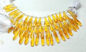 ลูกปัดทรงลูกแพร์เหลี่ยมเพชรพลอยควอทซ์ซิทรินขนาด6นิ้วหินสีเหลืองสำหรับเครื่องประดับ1เส้น - Product Image 5