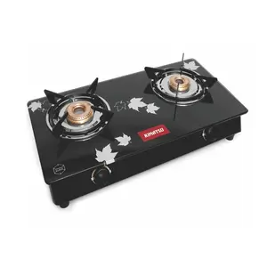 2 Gas Burner Cook-Top With Automatic & Manual Control Ignition Glass top