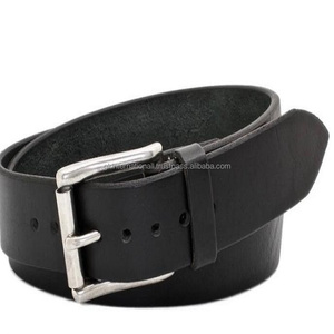 Ceinture en cuir pour hommes, style Vintage, classique, décontracté, ceinture épaisse, avec boucle à roulettes en laiton massif - Product Image 2
